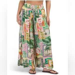 NWT Label of Love Sao Paulo Tropical Print Wide-Leg Beach Pants - S